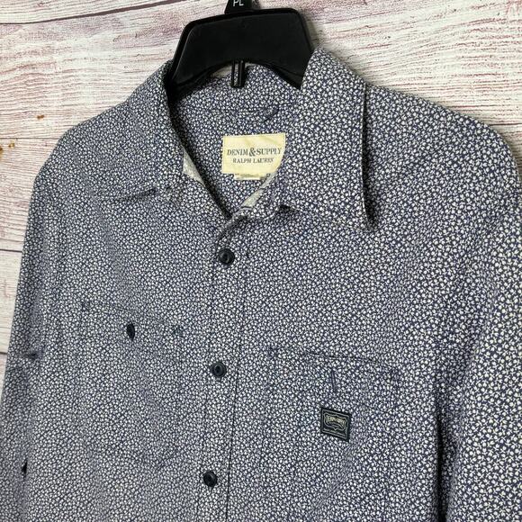 Ralph Lauren Denim & Supply Long Sleeve Micro Floral Button Up Shirt Size Medium - Picture 9 of 11